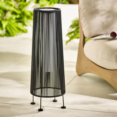 Furniturebox Uk Naples Black Rattan Large Solar Outdoor Lantern - Black - Image 6