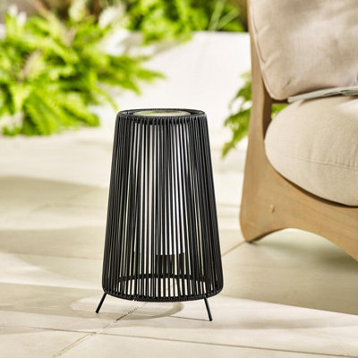Furniturebox Uk Naples Black Rattan Solar Outdoor Lantern from B&Q