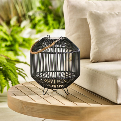 Furniturebox Uk Naples Black Rattan Hanging Solar Outdoor Lantern from B&Q