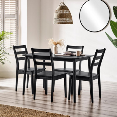 B&Q -  Lynton Rectangular Black Solid Wood 4 Seater Dining Table And ChairsSolid Wood Dining Table And ChairsDining Set