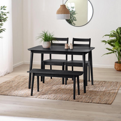 B&Q -  Lynton Rectangular Black Solid Wood 4 Seater Dining Table And ChairsSolid Wood Dining Table And ChairsDining Set