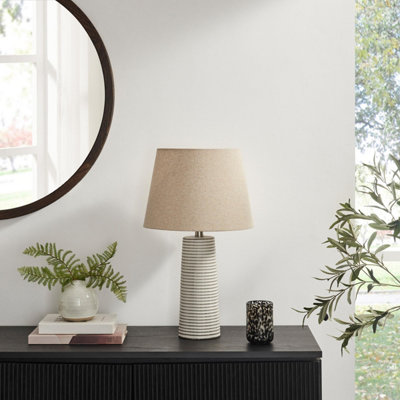 B&Q -  Uk Agatha White Ceramic Table Lamp