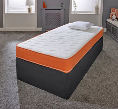 eXtreme Comfort Ltd Cooltouch Colours White Wave Hybrid Memory Foam & Pinna-Coil Innerspring Mattress With Orange Border 2Ft6 Small Single from B&Q