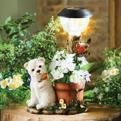 Gainsborough Garden Planter With Westie DesignSolar Lantern Plant Pot Made From Weather-Resistant Polyresin35X21.5X16Cm from B&Q