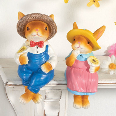 Coopers of Stortford Easter Bunny PairAdorable Polyresin FiguresPerfect For Mantlepiece Or WindowsillGreat GiftBoy And Girl from B&Q
