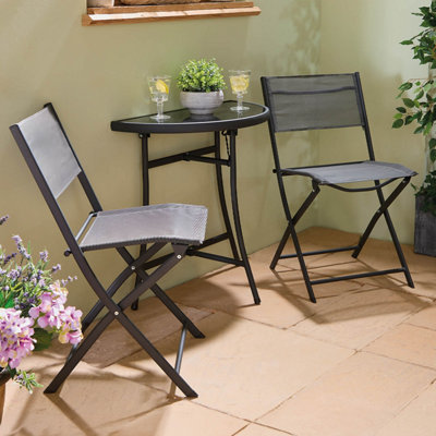 Gainsborough Folding Garden Table And Chair Set In Grey Outdoor Furniture With Steel Frame & Glass Tabletop from B&Q