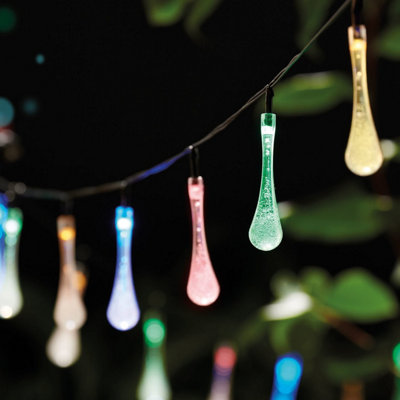 Coopers of Stortford - 30 LED Solar Droplet String Lights - Outdoor Garden Fairy Lights - Waterproof Solar-Powered Decoration - Warm White Patio Lights - Image 3