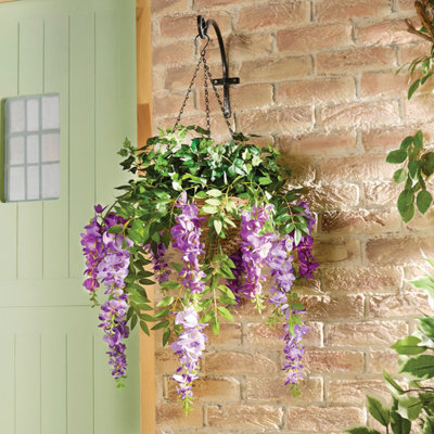 Gainsborough Artificial Flowers In Hanging BasketMaintenance Free Ivy & Wisteria Faux FlowersAll Year Round Flowers from B&Q