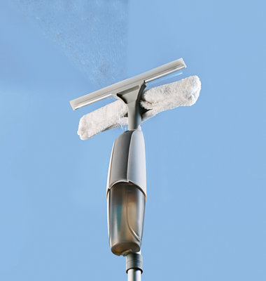 Window Spray Mop 3-In-1Long Handle Microfibre Cleaner With Squeegee For Glass & Tiles H120Cm from B&Q