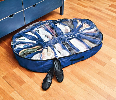 Underbed Shoe Storage Organiser With 18 Compartments   Fits Up To 18 Pairs  116.5 X 74 X 18Cm Dust Free Solution from B&Q