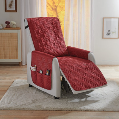  - Recliner Chair Quilted Cover With Side Pockets & Back Straps   Slip-Resistant 100% Polyester 190X60Cm