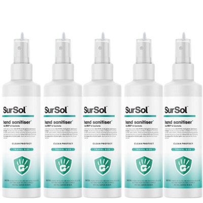 Sursol 5 Pack Of 250Ml Hand Sanitiser, Kills 99.99% Germs, Moisturising Formula With 4-Hour Protection