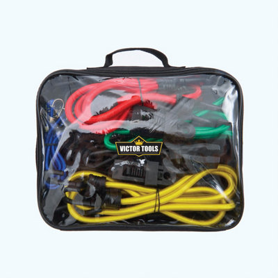 Victor Tools Pack Of 30 Bungee Cords With ClampsAssorted LengthsStrong And Reusable For Diy Travel Camping & Home Organisation from B&Q