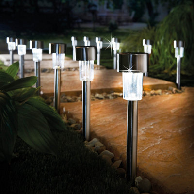 Gainsborough Set Of 12 Solar Stake LightsStainless Steel Garden Path Lights With Warm White Led from B&Q