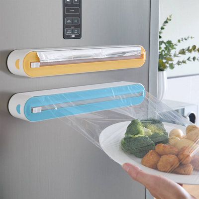 Basilico Swift Slice 2 In 1 Kitchen Foil And Cling Film DispenserMagnetic Fridge Mount Roll Cutter