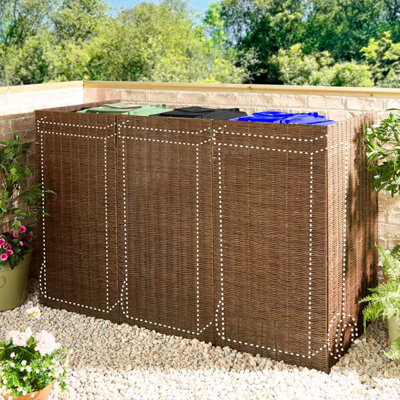 Gainsborough 3 Panel Faux Willow Weatherproof Pe Wheelie Bin Screen With Hinged Steel Frame And Open TopH116 X W183 X D81Cm from B&Q