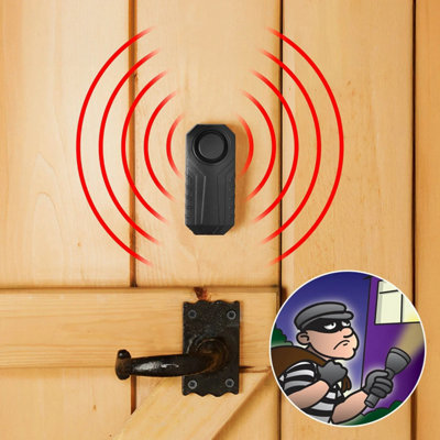  - Vibration Shed AlarmWireless Door And Window Security Alarm With Vibration Detection Loud Intruder Siren 7 Sensitivity Settings