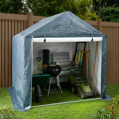 B&Q -  6Ft Portable Garden Shed With Steel Frame And Weatherproof Pe CoverNo Tools Required