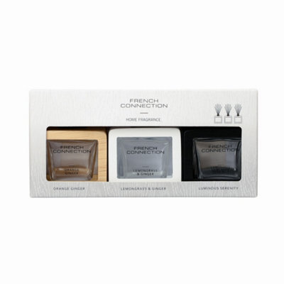 B&Q Orange French Connection Trio Of Reed Diffuser Gift Set 3X50ml Wooden Surround Detail 50Ml