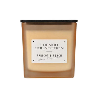 French Connection Scented Candle | Shea Butter Wax | Frosted Orange Glass Jar Wooden Lid | Square Shape | (XL, Apricot Glow (Apricot & Peach) Scent - Image 8