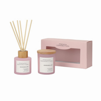 B&Q French Connection Strawberry Prosecco 130G Candle And 100Ml Reed Diffuser Gift Set Pastel Range