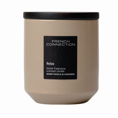 French Connection Relax Warm Vanilla and Cashmere Scented Candle Stone Design - Image 8