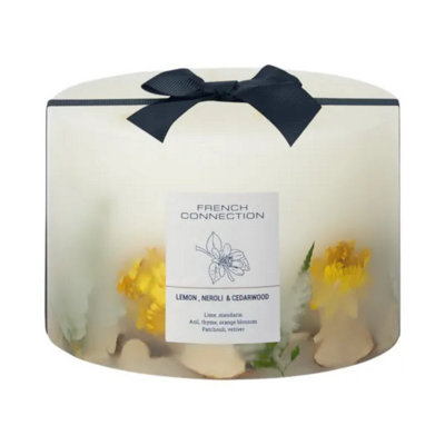 French Connection Lemon & Cedarwood Scented Candle Botanical Pillar Candle | Aromatherapy Candles Gifts for Women & Men- (1.5KG/91hr) Burn Time Long-Lasting Large 3 Wick Candle Housewarming Gift - Image 7