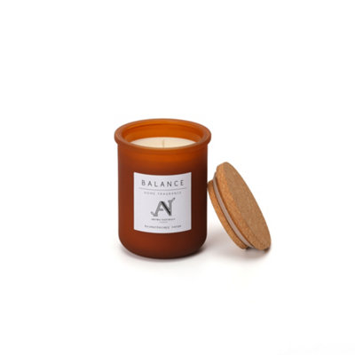 B&Q -  VerbenaBergamotEucalyptus  Scented Candle -Amber Glass With Cork Lid