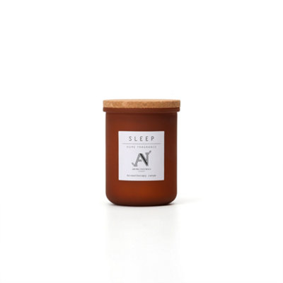 B&Q -  BergamotPear Scented Candle -Amber Glass With Cork Lid