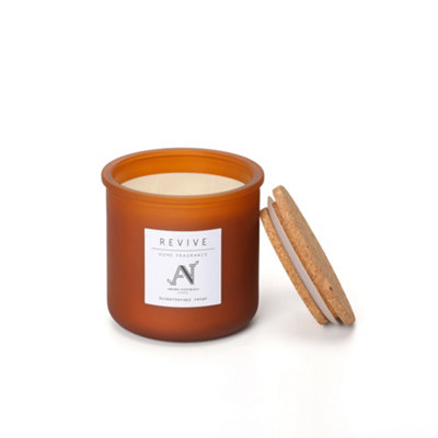 B&Q -  CitronellaLimeEucalyptus Scented Candle -Amber Glass With Cork Lid