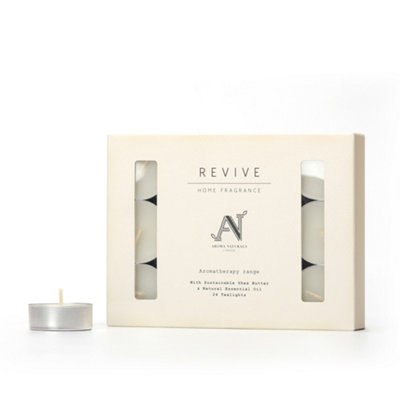 Aroma Naturals Tealights 24 Pack Revive Shea Wax Scented 4H Burn Time from B&Q