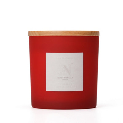 Aroma Naturals Frosted Decadence Glass Candle -CinnamonClove & Orange Scent