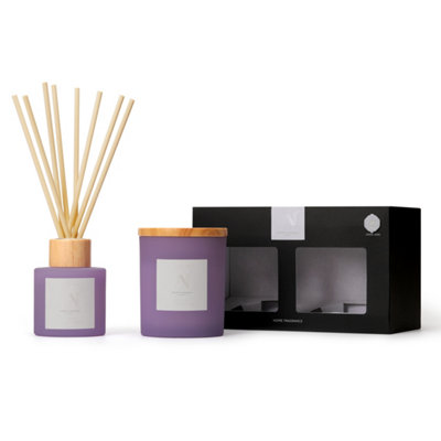 Aroma Naturals Frosted Decadence Candle & Diffuser Gift SetLemon & Lavender