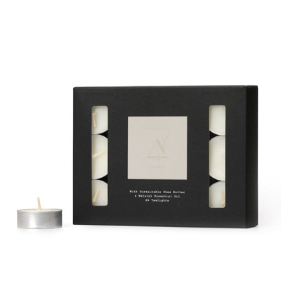 Aroma Naturals Tealights 24 Pack Cashmere Shea Wax Scented 4H Burn Time from B&Q