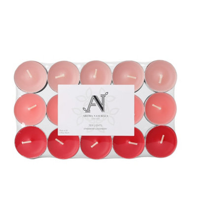 Aroma Naturals Tealights 30 Pack Strawberry & Raspberry Scented 4H Burn from B&Q
