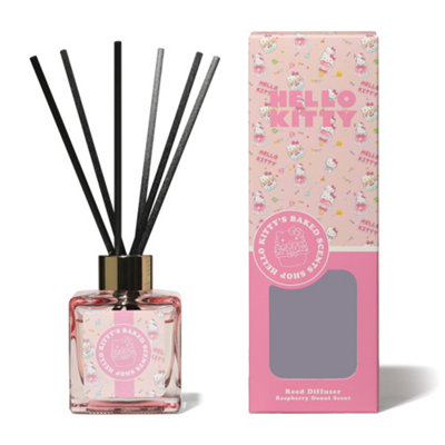 Hello Kitty Bakery Raspberry Donut Scented Reed Diffuser  Glass Bottle -Sweet Fruity AromaLong-Lasting Fragrance