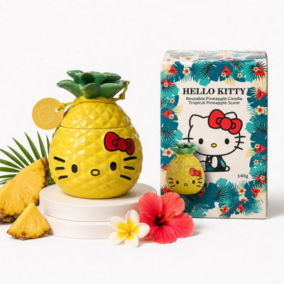 Hello Kitty Unisex Yellow Summer Candle Jar - Tropical Pineapple Scent, Reusable In | Size: Medium - Image 9