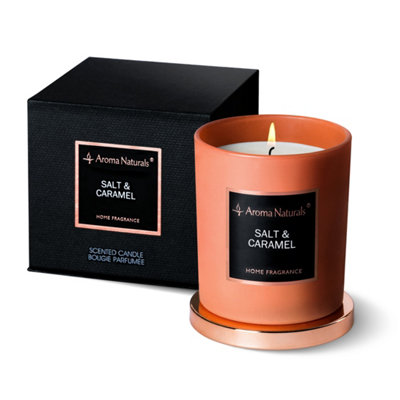Aroma Naturals Candle 215G Salt & Caramel Soy Wax Scented 35H Burn Time from B&Q