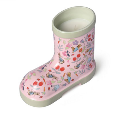 Peter Rabbit Unisex Pink Floral Wellington Boot Candle Spring Bloom 35Hr Burn | Size: Medium - Image 7