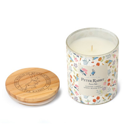 Peter Rabbit™ Spring Bloom Scented Candle 1 Wick Wood Lid 30Hr Burn Glass from B&Q