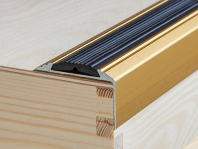 Anodised Aluminium Anti Non Slip Stair Edge Nosing Trim 900mm X 46mm X 30mm A38 Gold from B&Q