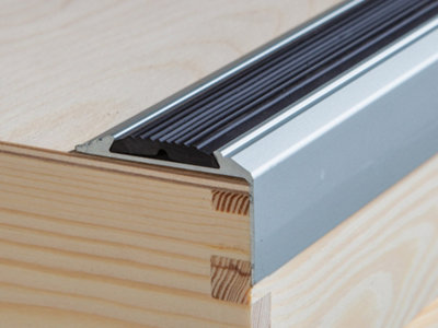 Anodised Aluminium Anti Non Slip Stair Edge Nosing Trim 900mm X 46mm X 30mm A38 Silver from B&Q