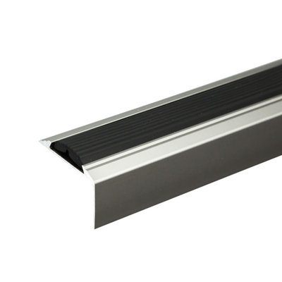 Self-Adhesive Anodised Aluminium Anti Non Slip Stair Edge Nosing Trim 900mm X 46mm X 30mm A38 Inox from B&Q