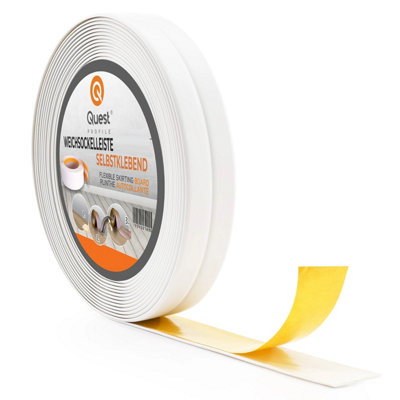  - Pvc Skirting Board Trim Self-Adhesive Flexible 800-105M Roll 10X10mm White