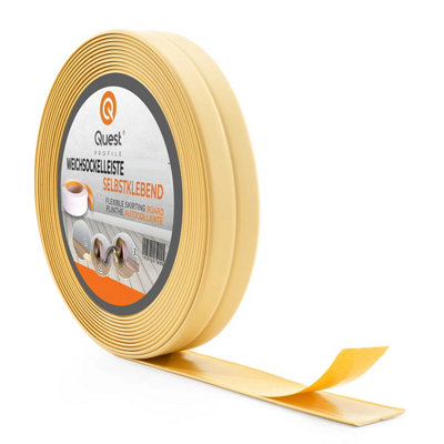 Pvc Skirting Board Trim Self-Adhesive Flexible 800-105M Roll 10X10mm Cream from B&Q