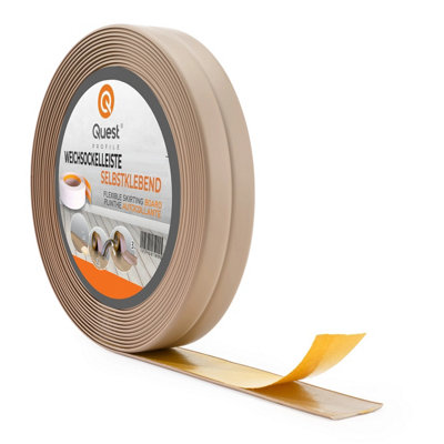  - Pvc Skirting Board Trim Self-Adhesive Flexible 800-105M Roll 10X10mm Beige