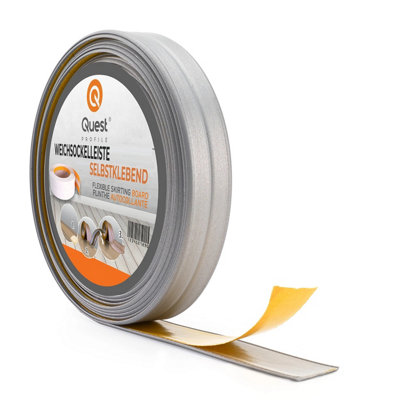 Pvc Skirting Board Trim Self-Adhesive Flexible 800-105M Roll 10X10mm Silver from B&Q