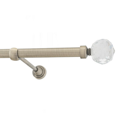 Toolty Antique Brass Metal Curtain Pole 19mm With Finials Rod Classic Brackets Beluna 350Cm from B&Q