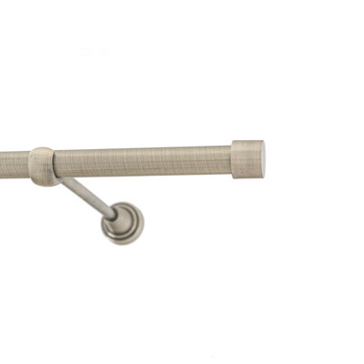 Toolty Antique Brass Metal Curtain Pole 19mm With Finials Rod Classic Brackets Luna 390Cm from B&Q