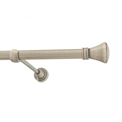 Toolty Antique Brass Metal Curtain Pole 19mm With Finials Rod Classic Brackets Liberty 350Cm from B&Q
